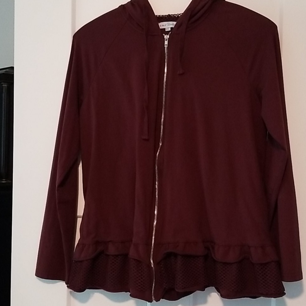 Burgundy Ruffle Hoodie